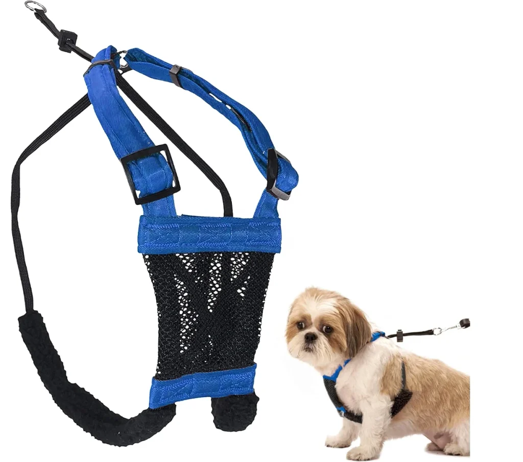 Sporn mesh no-pull dog harness blue and black with padded Sherpa sleeves for small dogs.   