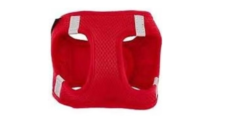 Red Frisco soft mesh vest harness with reflective bands, affordable choice for the best harness for a bulldog puppy.