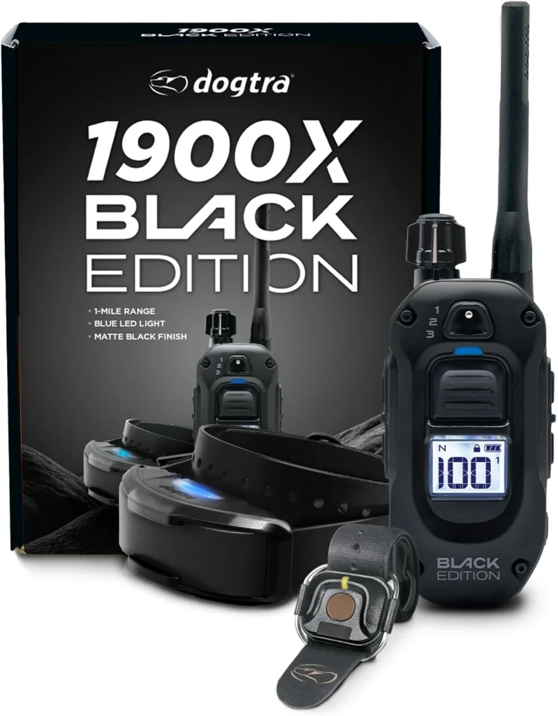 Dogtra 1900X Black Edition remote trainer box and e-collar, rated as the best e collar for large dogs with 1-mile range